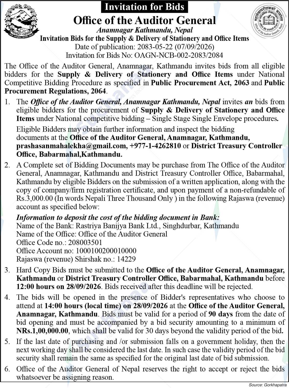 Office Of the Auditor General