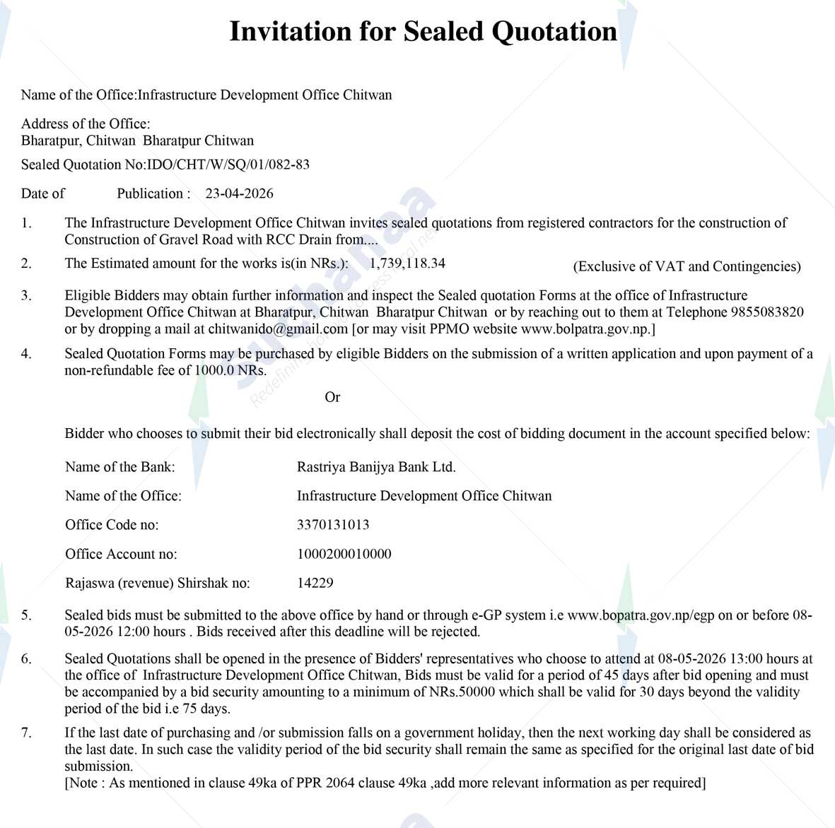 Infrastructure Development Office Chitwan