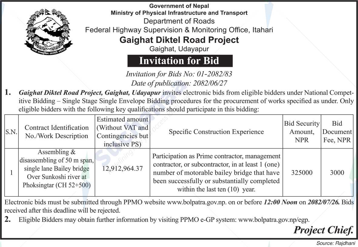 Gaighat Diktel Road Project