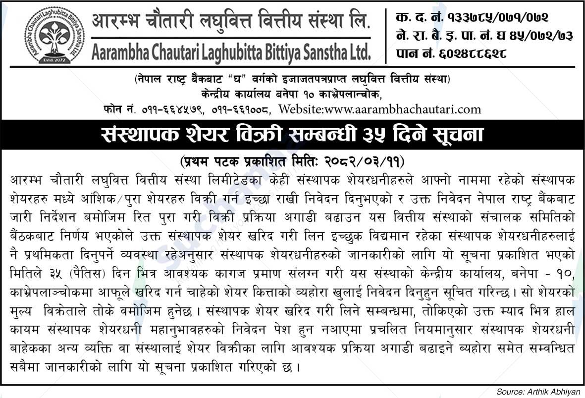 Aarambha Chautari Laghubitta Bittiya Sanstha Ltd.