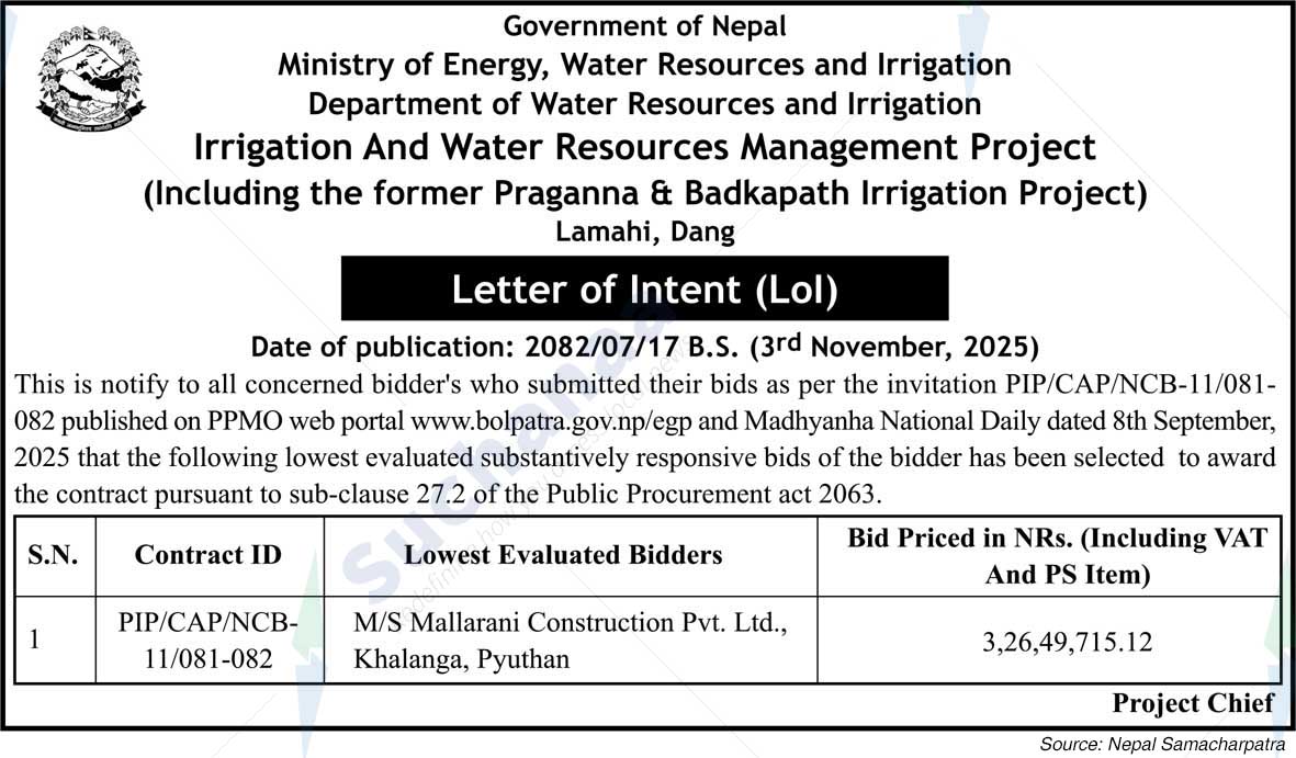 Irrigation And Water Resources Management Project, Lamahi, Dang