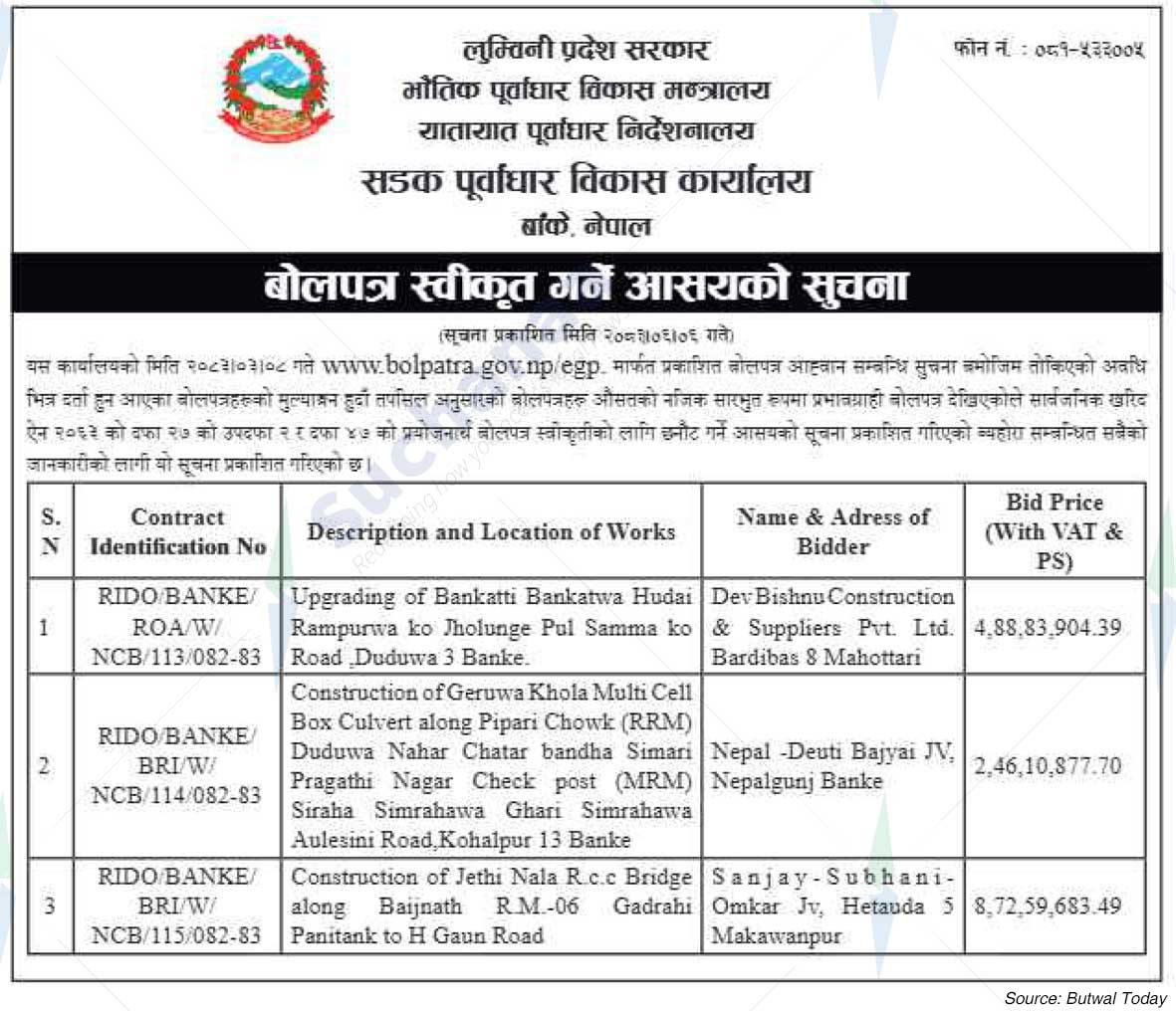 Road Infrastructure Development Office, Banke