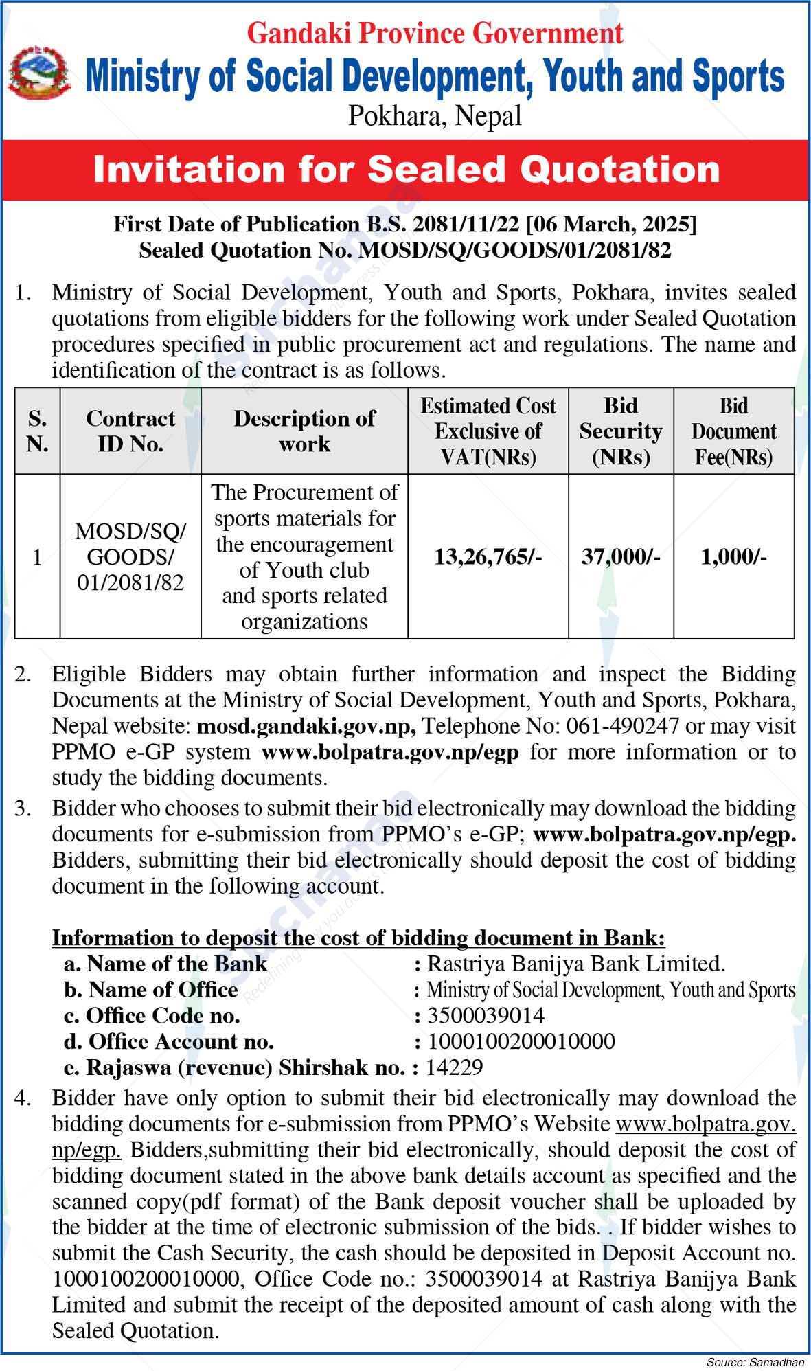 Ministry of Social Development, Youth and Sports