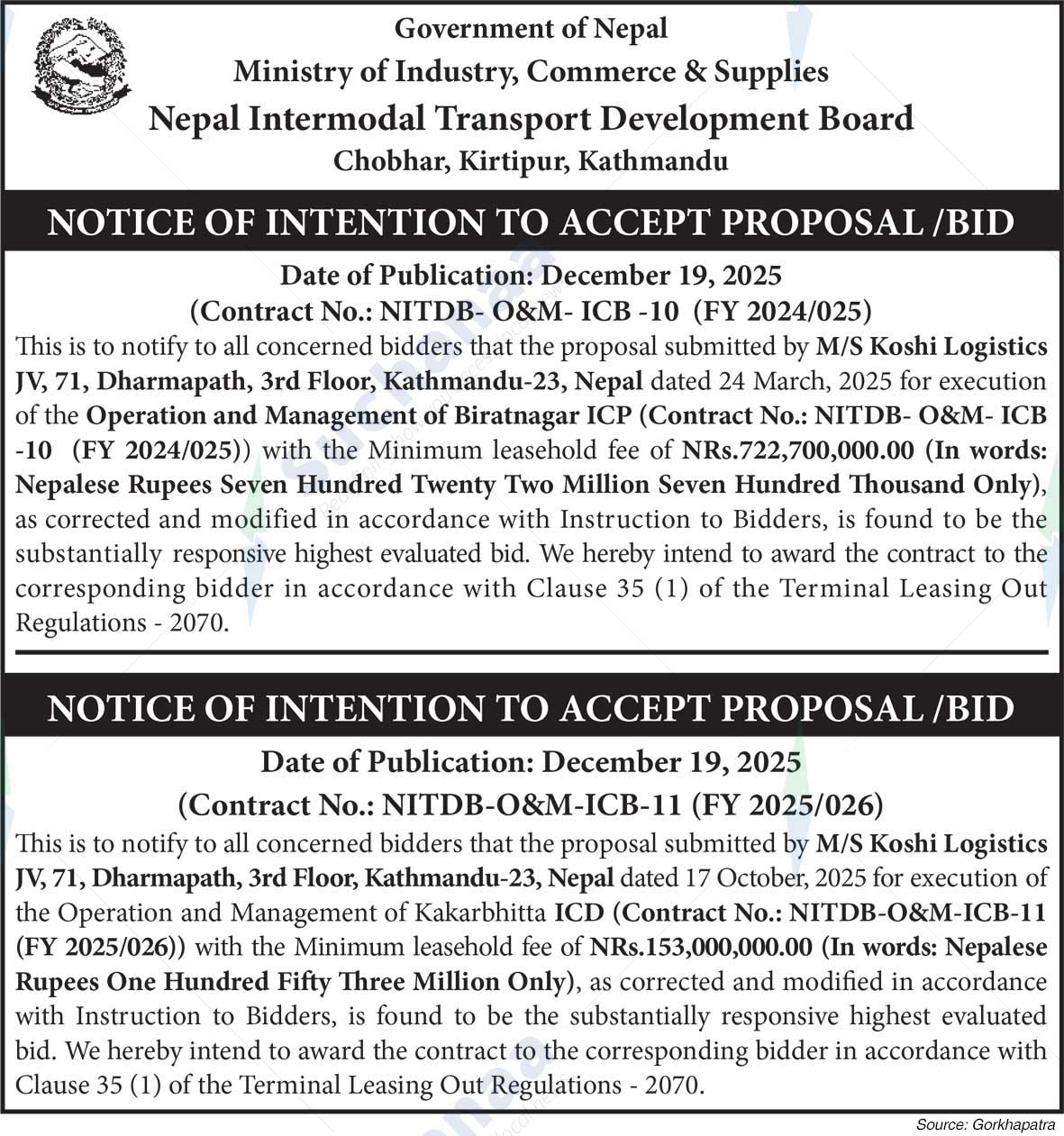 Nepal Intermodal Transport Development Board