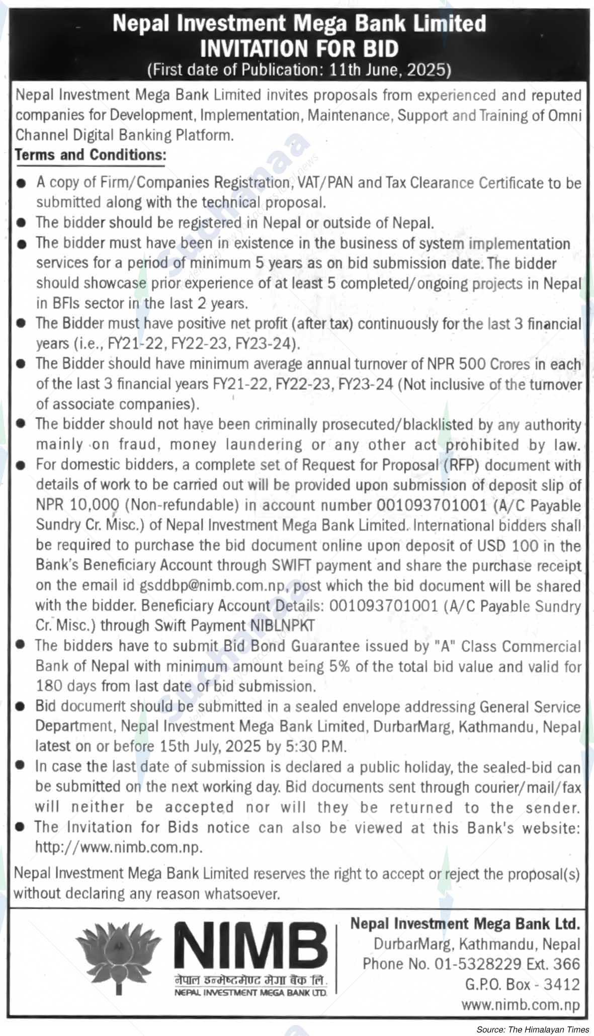 Nepal Investment Mega Bank Ltd. (NIMB)