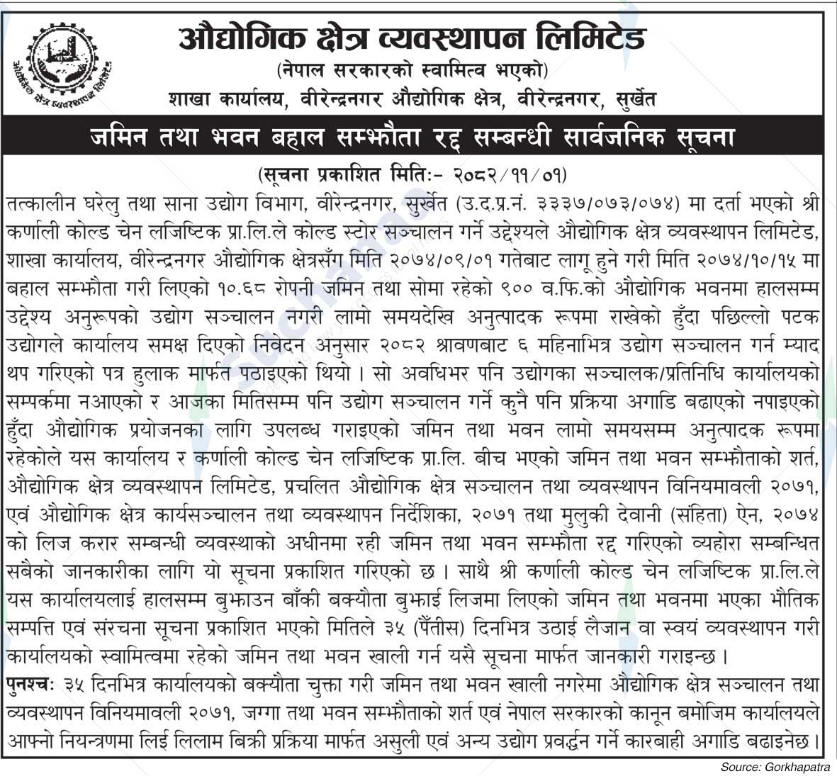 Industrial Zone Management Limited, Surkhet