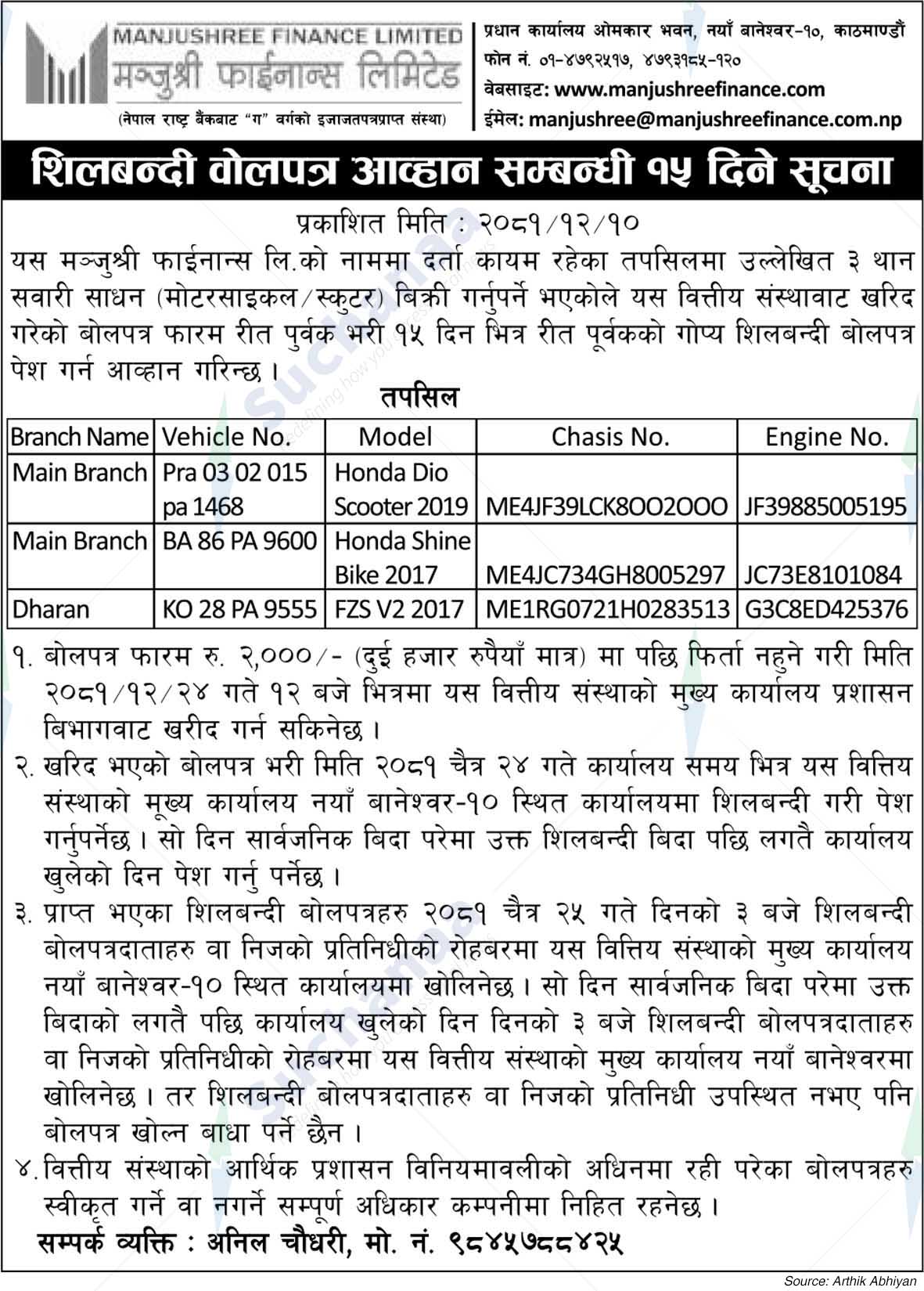 Manjushree Finance Limited