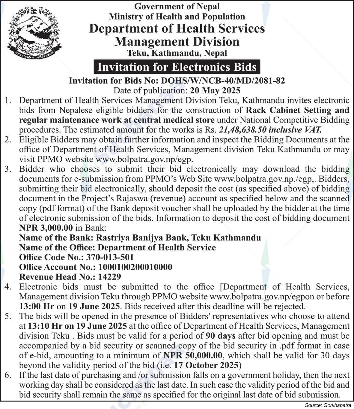 Department of Health Services Management Division, Teku