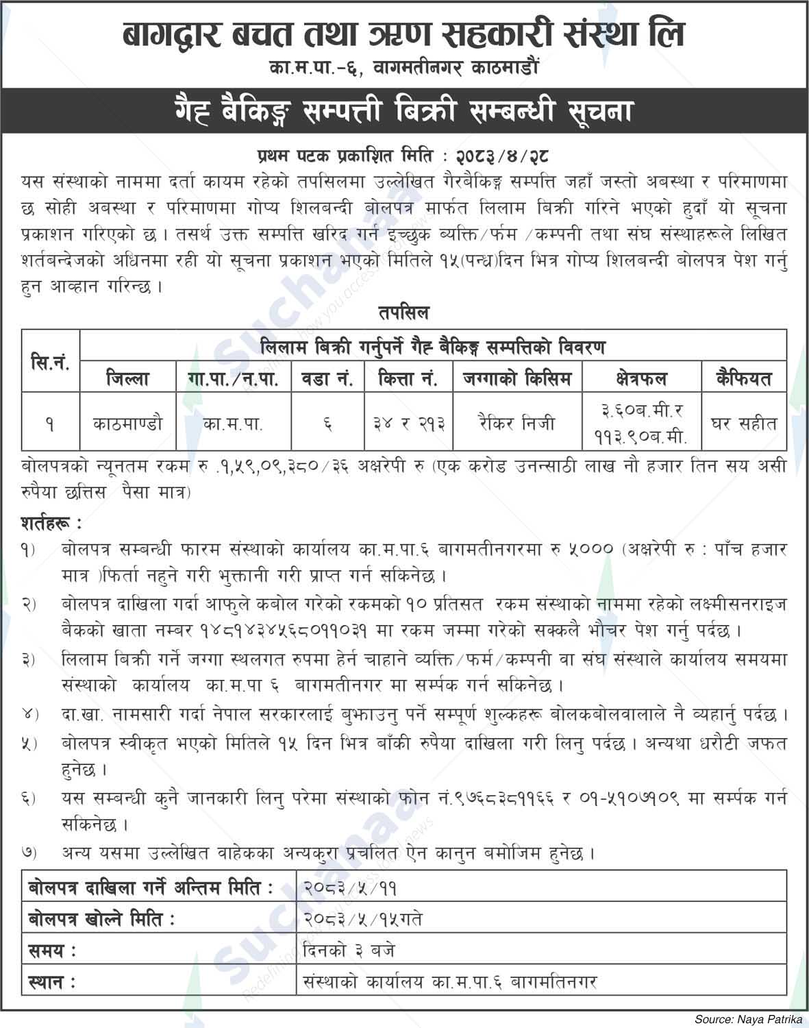 Bagdwar Saving and Credit Cooperative Ltd.