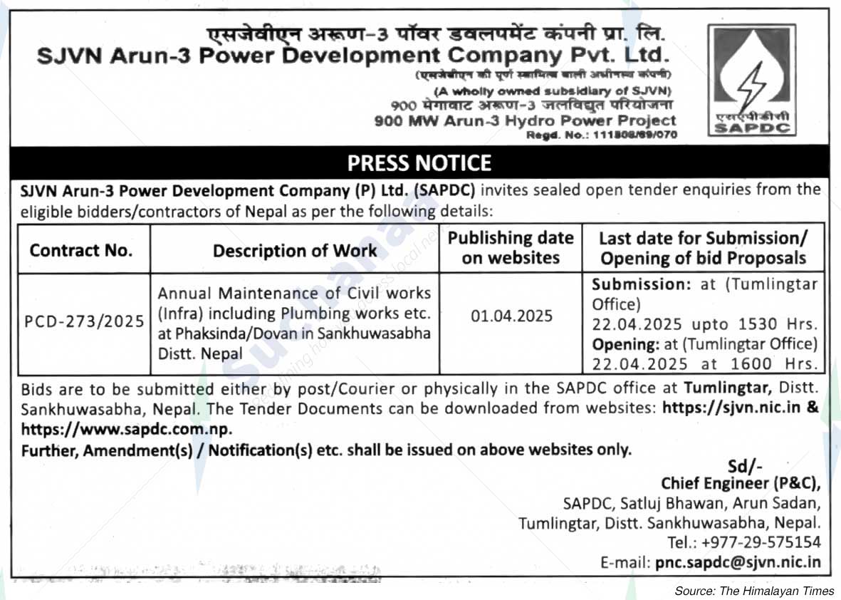 SJVN Arun-3 Power Development Company Pvt. Ltd.