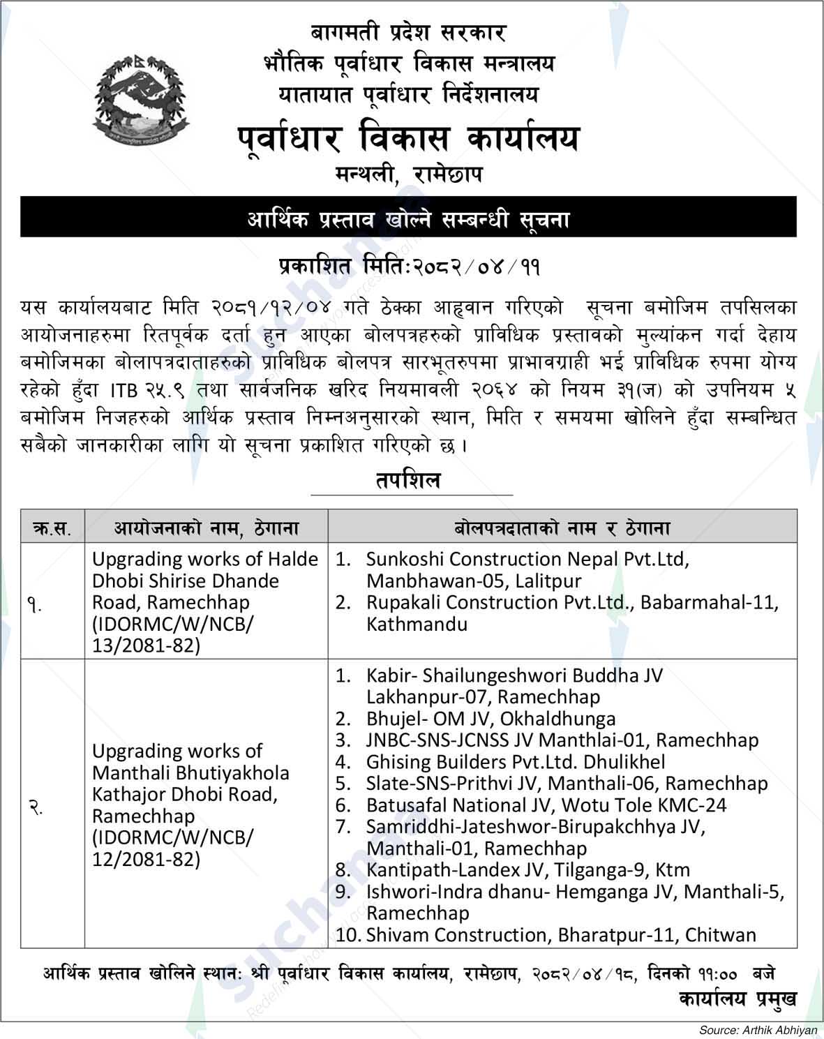 Infrastructure Development Office, Ramechhap
