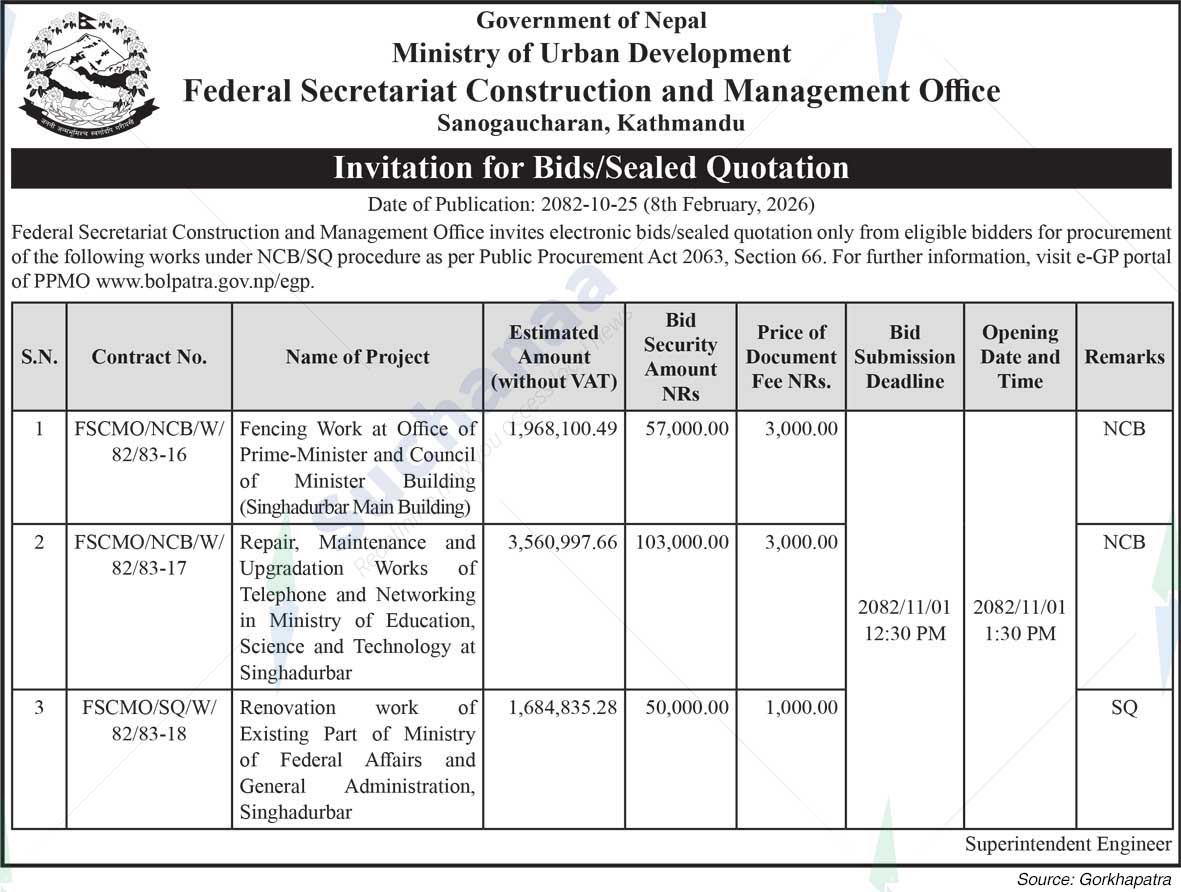 Federal Secretariat Construction and Management Office, Sanogaucharan, Kathmandu