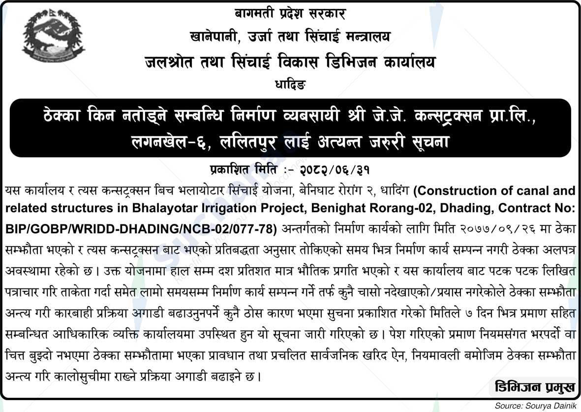 Water Resources and Irrigation Development Division Office