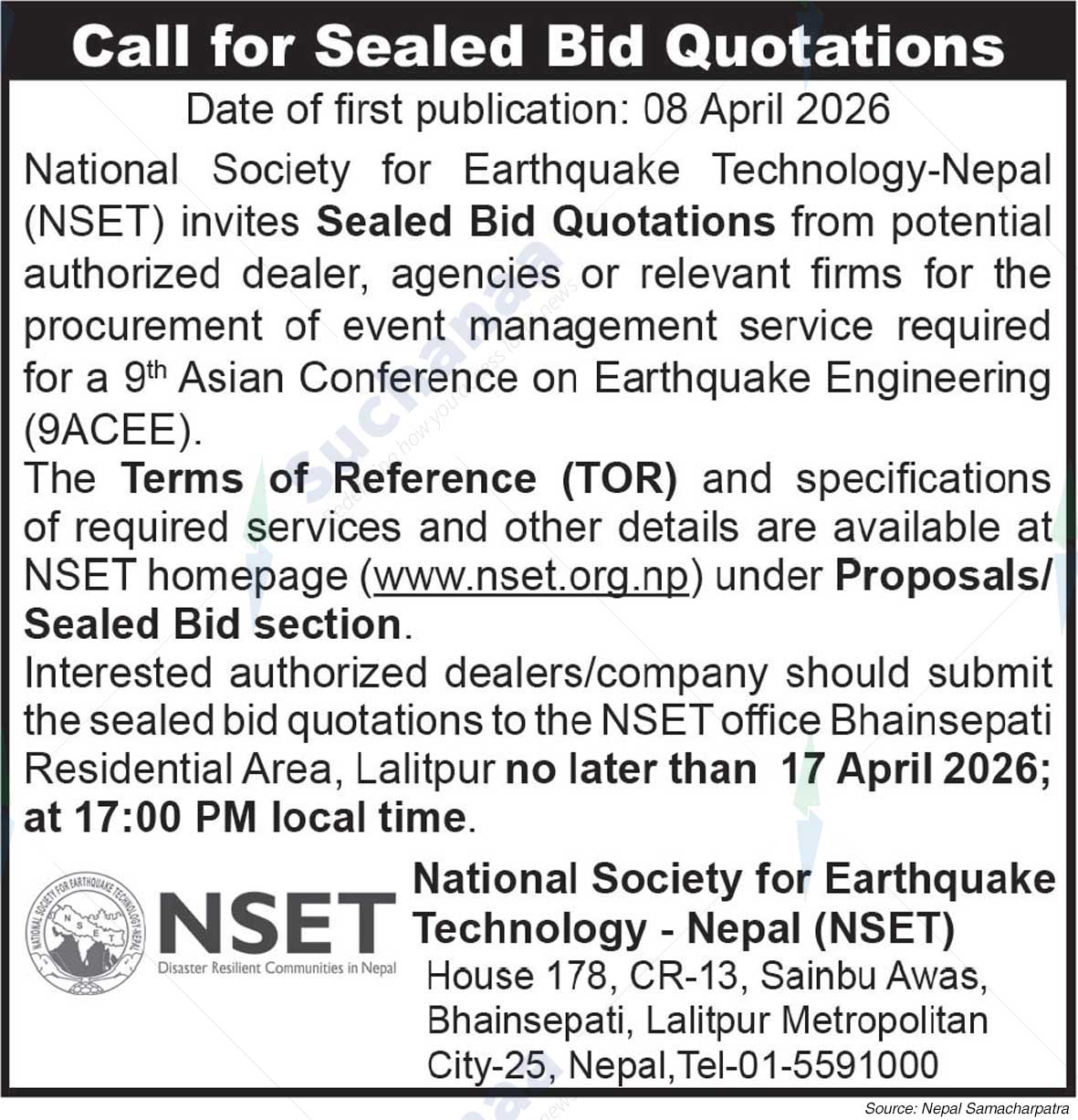 National Society for Earthquake Technology (NSET)