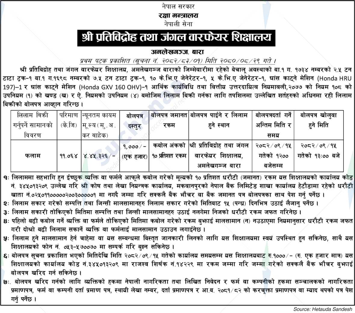 Counter-Insurgency and Jungle Warfare School, Bara