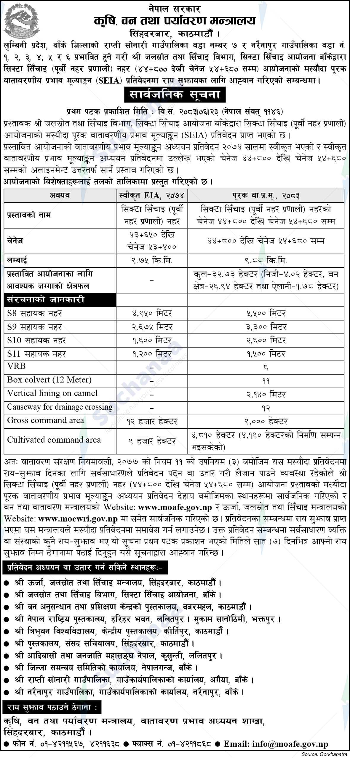 Ministry of Agriculture, Forest and Environment