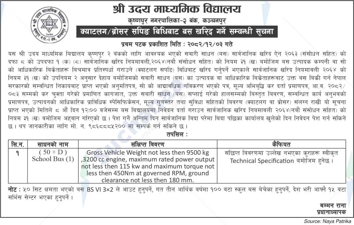 Shree Udaya Secondary School, Kanchanpur