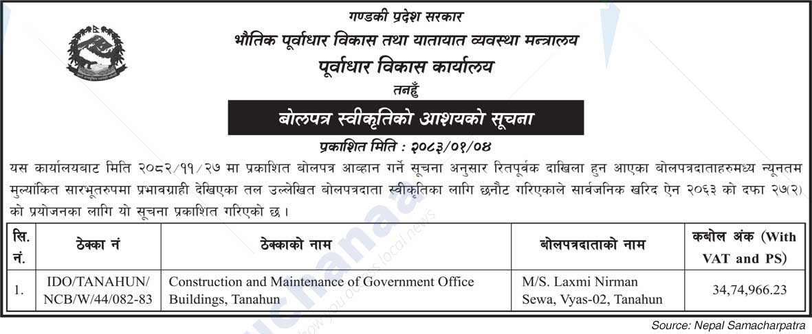 Infrastructure Development Office, Tanahun