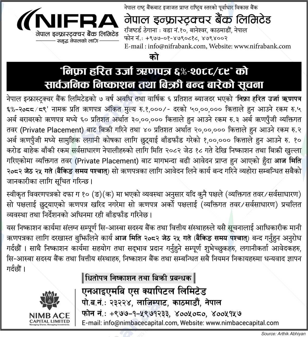 Nepal Infrastructure Bank Limited (NIFRA)