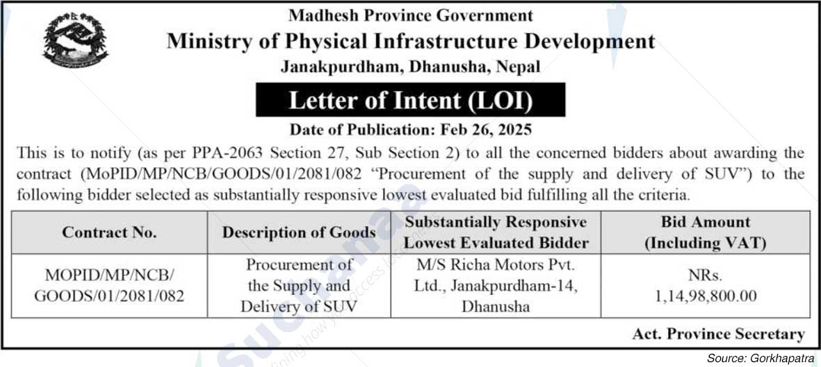 Ministry of Physical Infrastructure Development