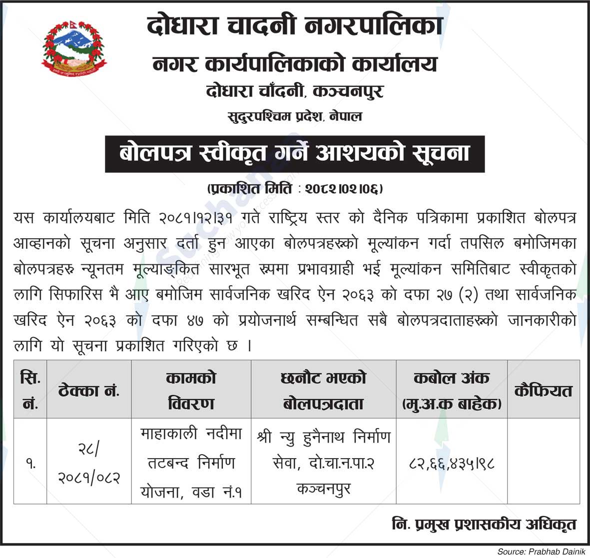 Dodhara Chandani Municipality