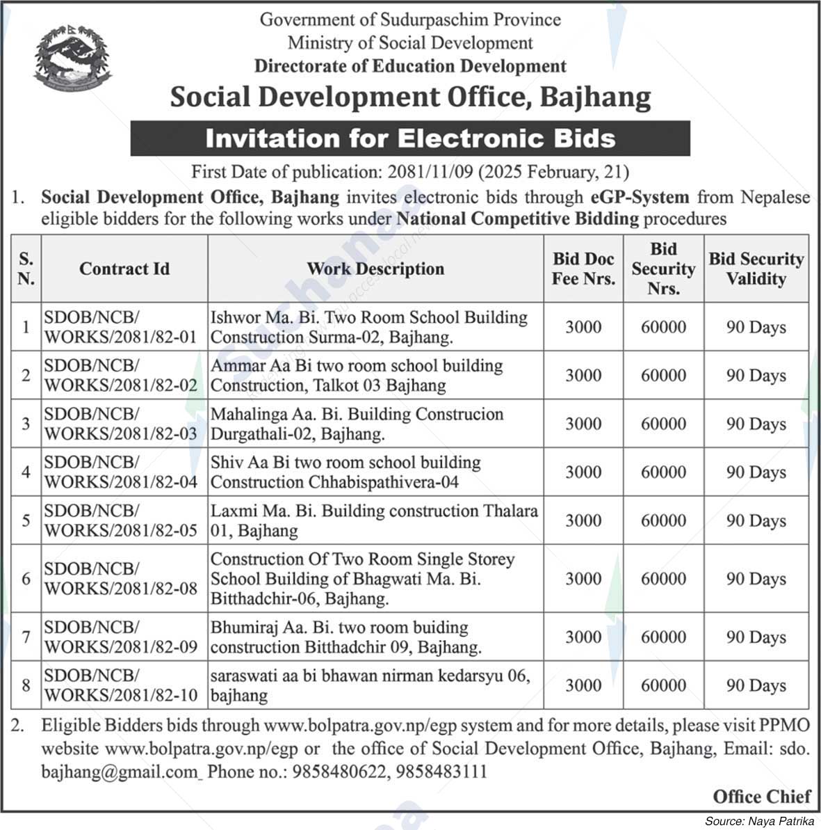 Social Development Office, Bajhang