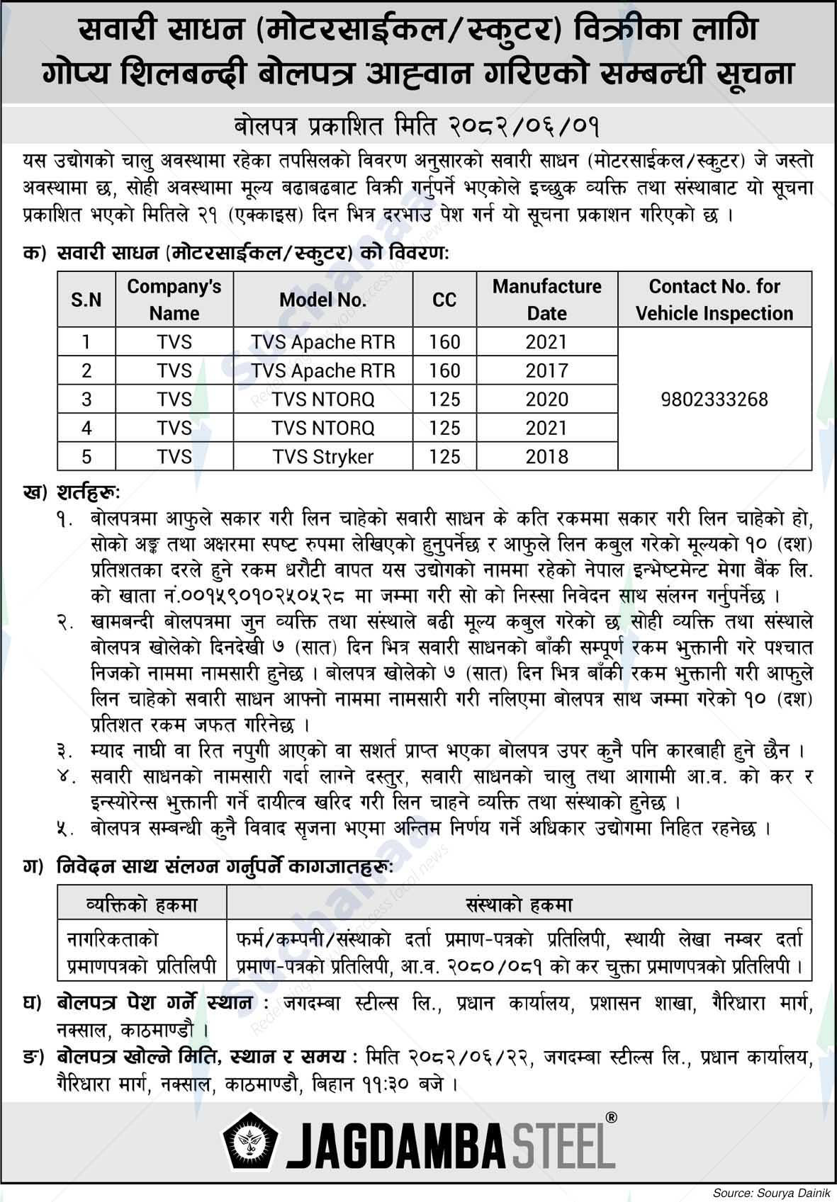 Jagdamba Steels Limited