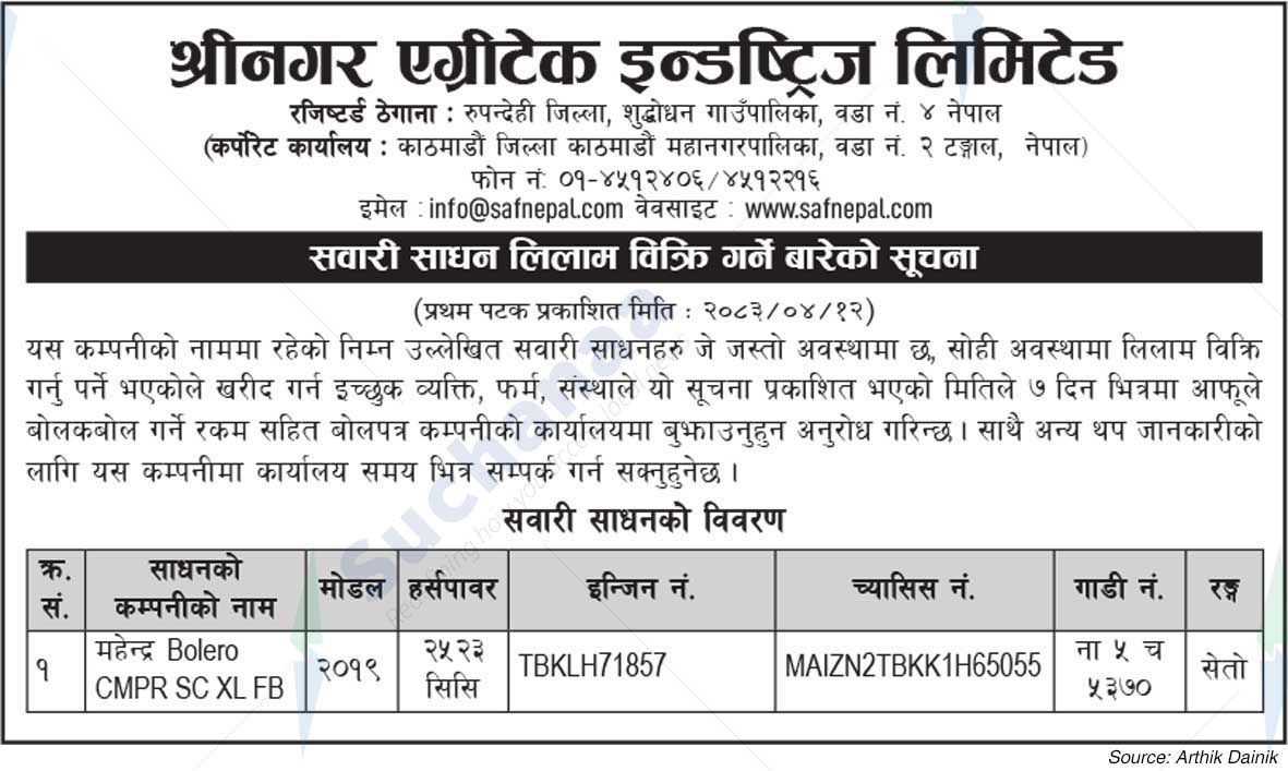 Shreenagar Agritech Industries Ltd. (SAIL)