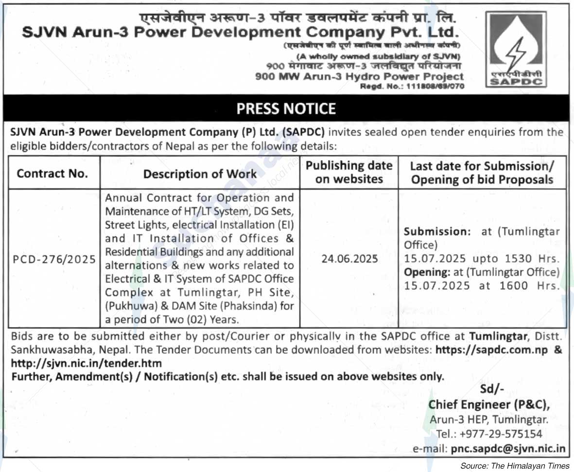 SJVN Arun-3 Power Development Company Pvt. Ltd.