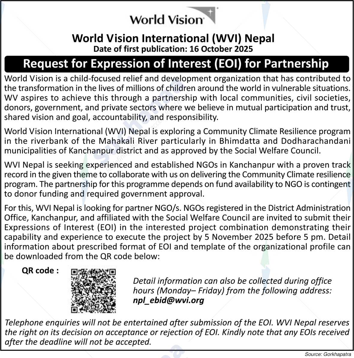 World Vision International Nepal (WVI Nepal)