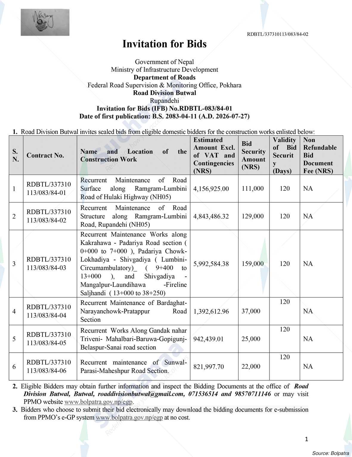 Road Division, Butwal