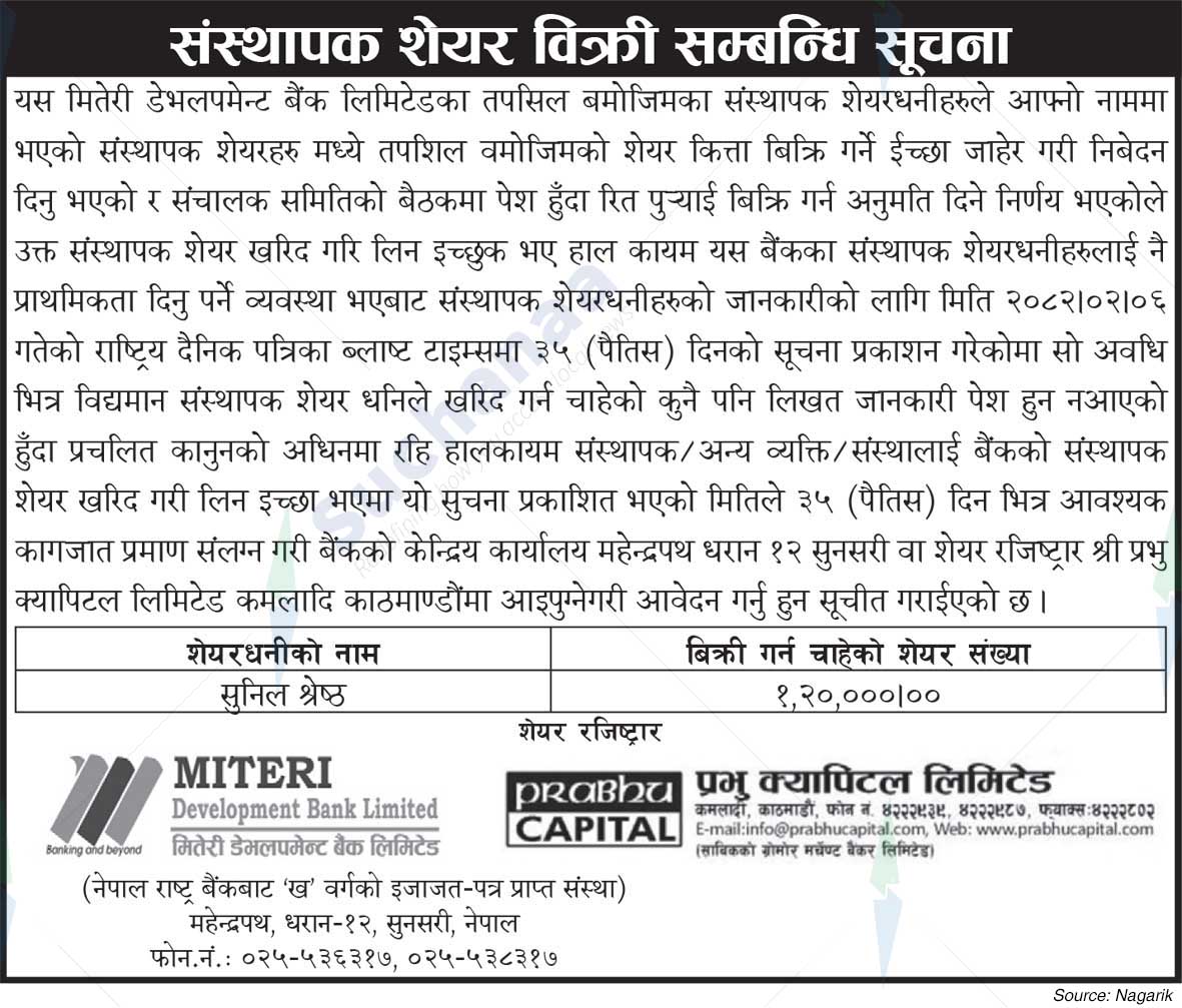 Miteri Development Bank Limited