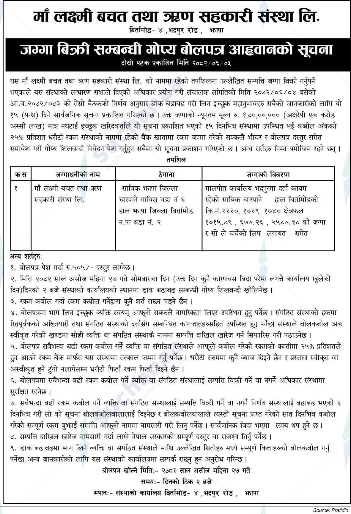 Maa Lakshmi Savings and Loan Cooperative Society Ltd.
