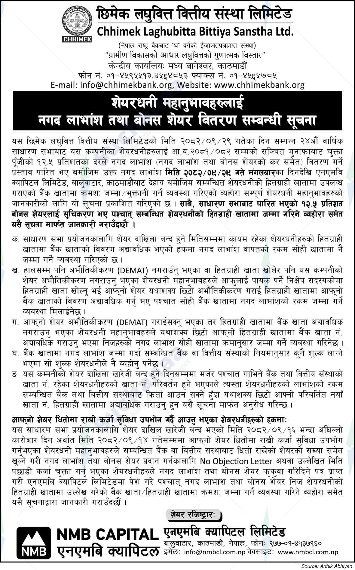 Chhimek Laghubitta Bittiya Sanstha Ltd.