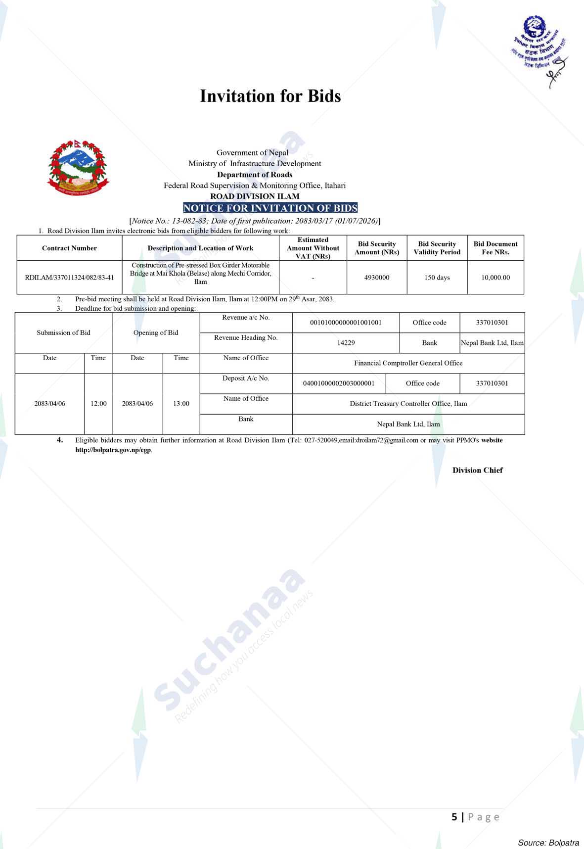 Road Division, Ilam