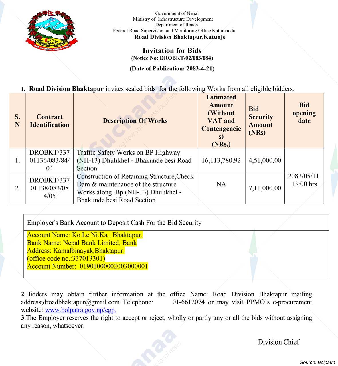 Road Division, Bhaktapur