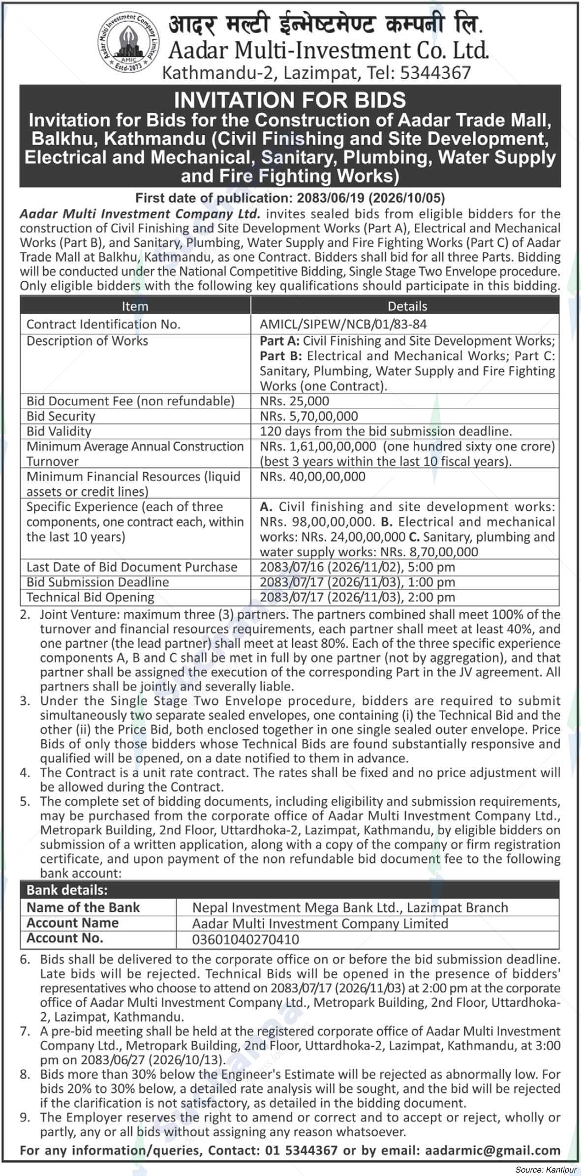 Aadar Multi Investment Company Limited