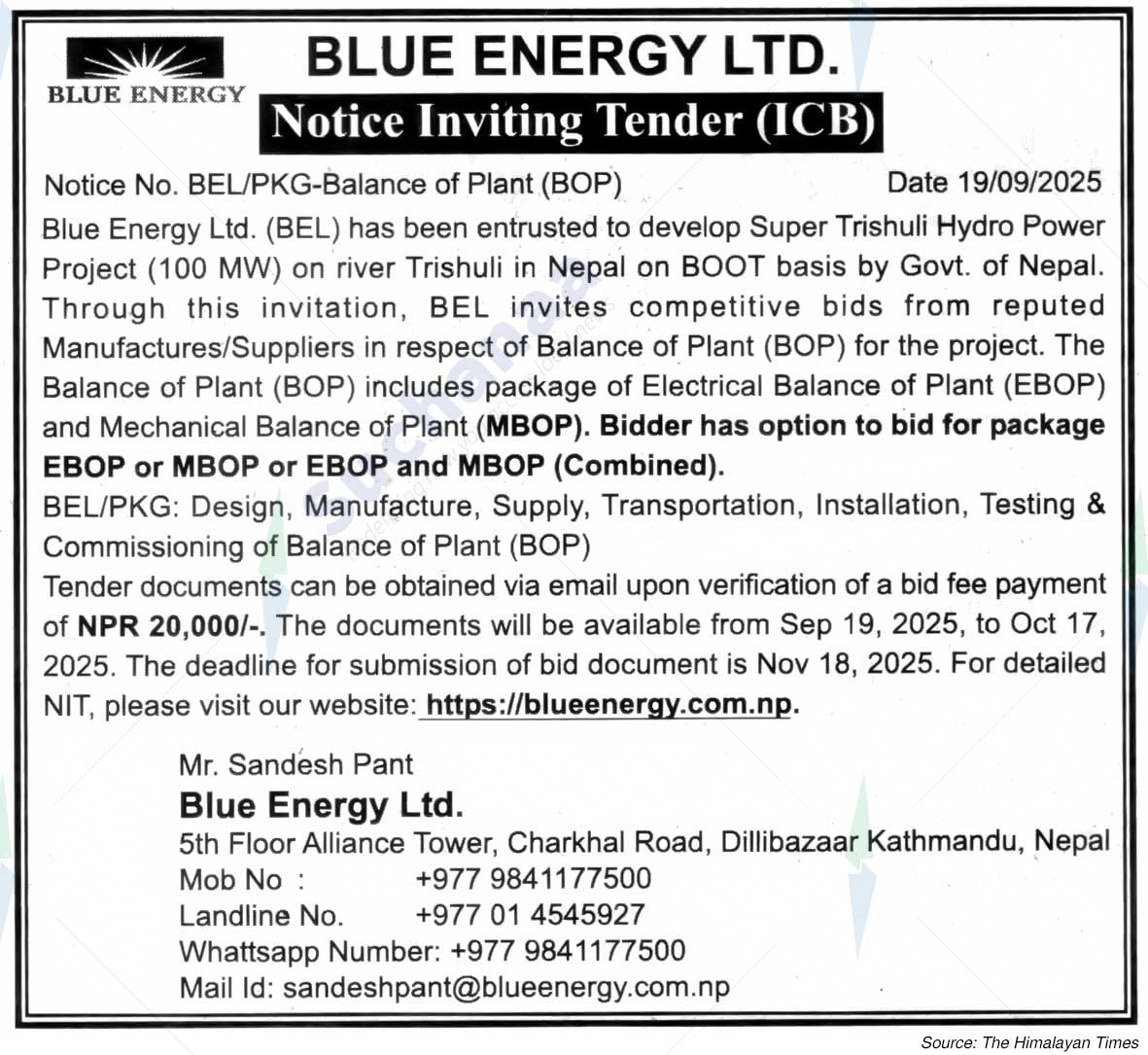 Blue Energy Ltd. (BEL)