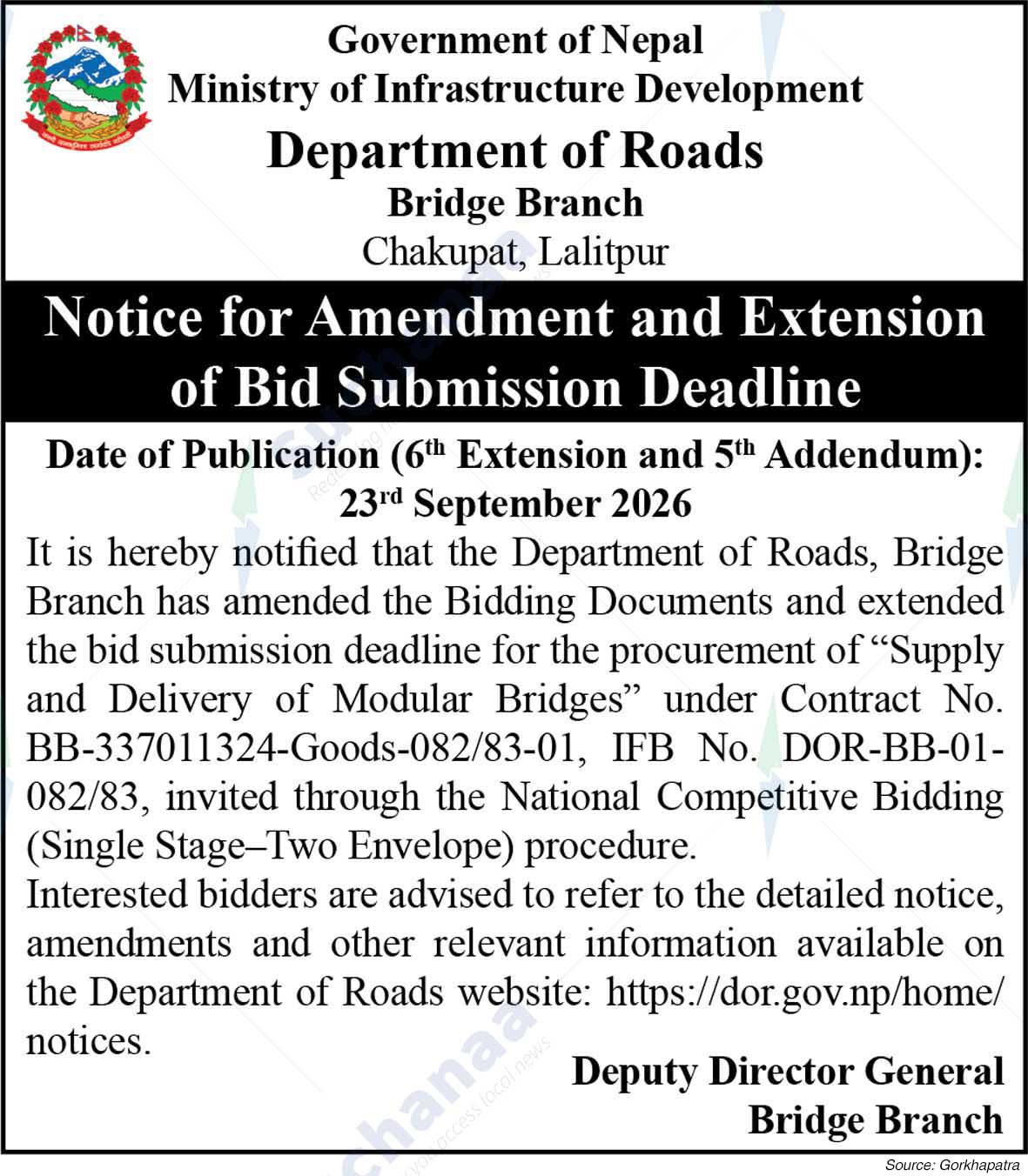 Department of Roads, Bridge Branch