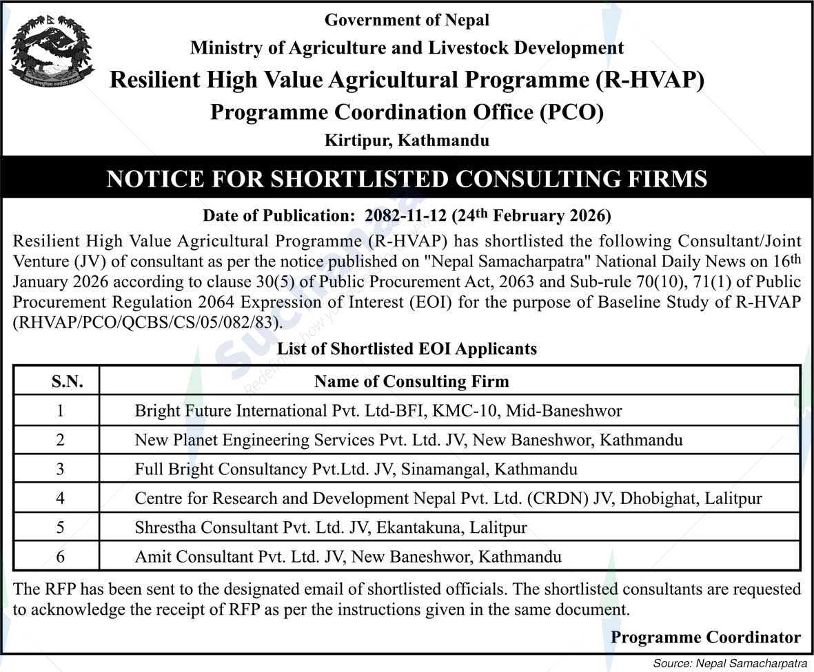 Resilient High Value Agricultural Programme (R-HVAP), Kirtipur, Kathmandu