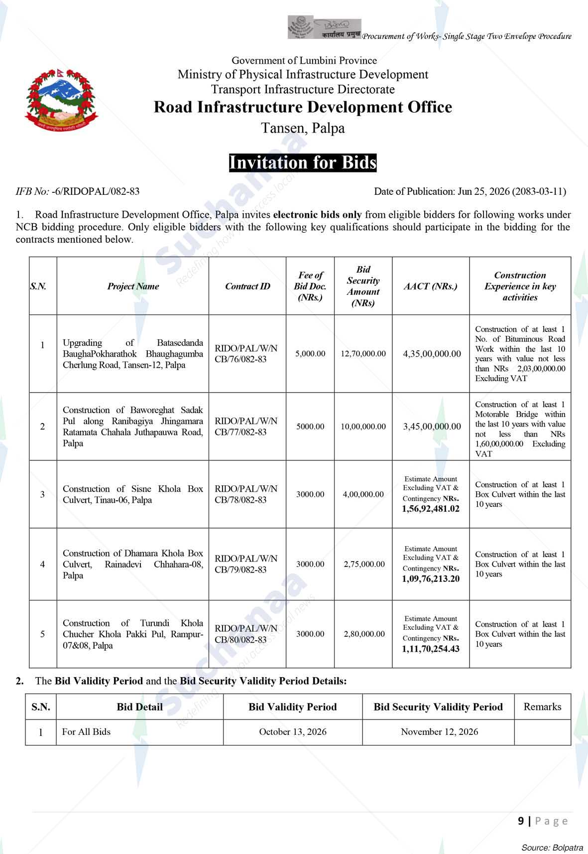 Road Infrastructure Development Office, Palpa