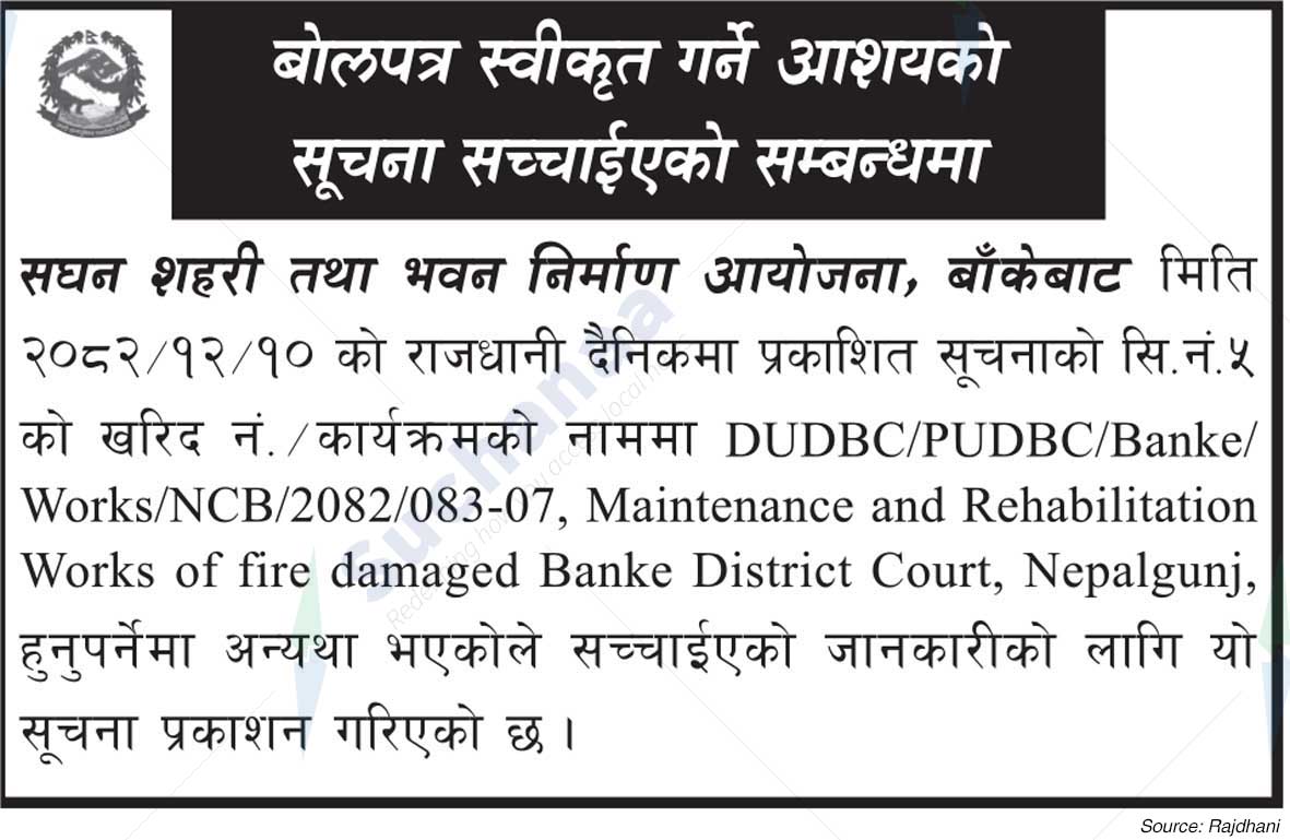 Project Office of Urban Development and Building Construction, Banke