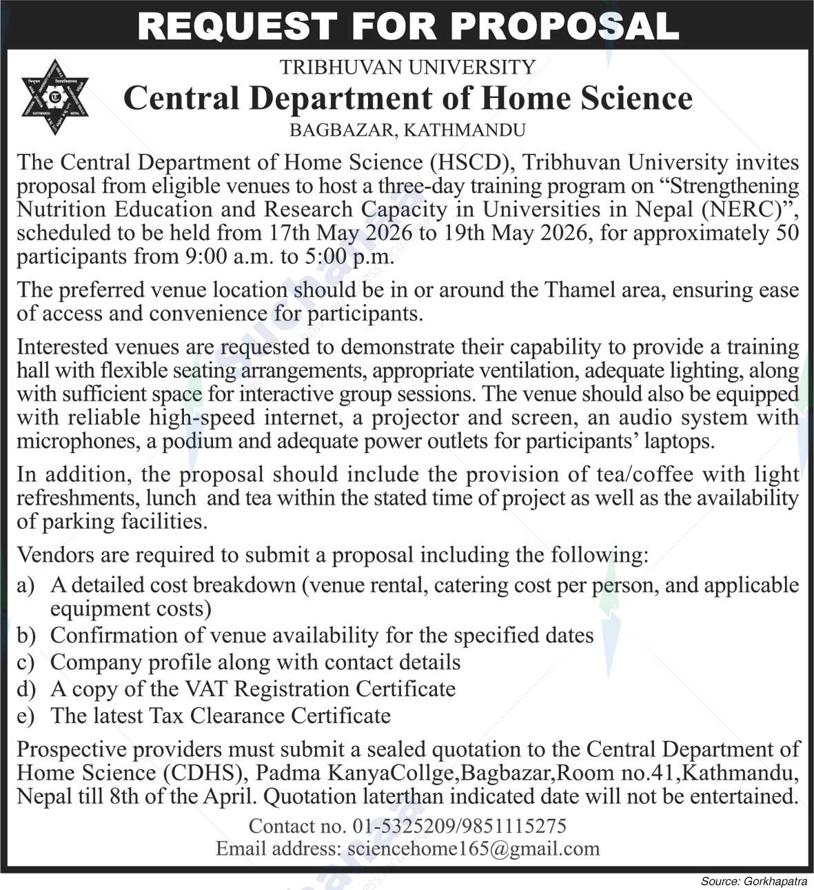 Central Department of Home Science, Bagbazar, Kathmandu