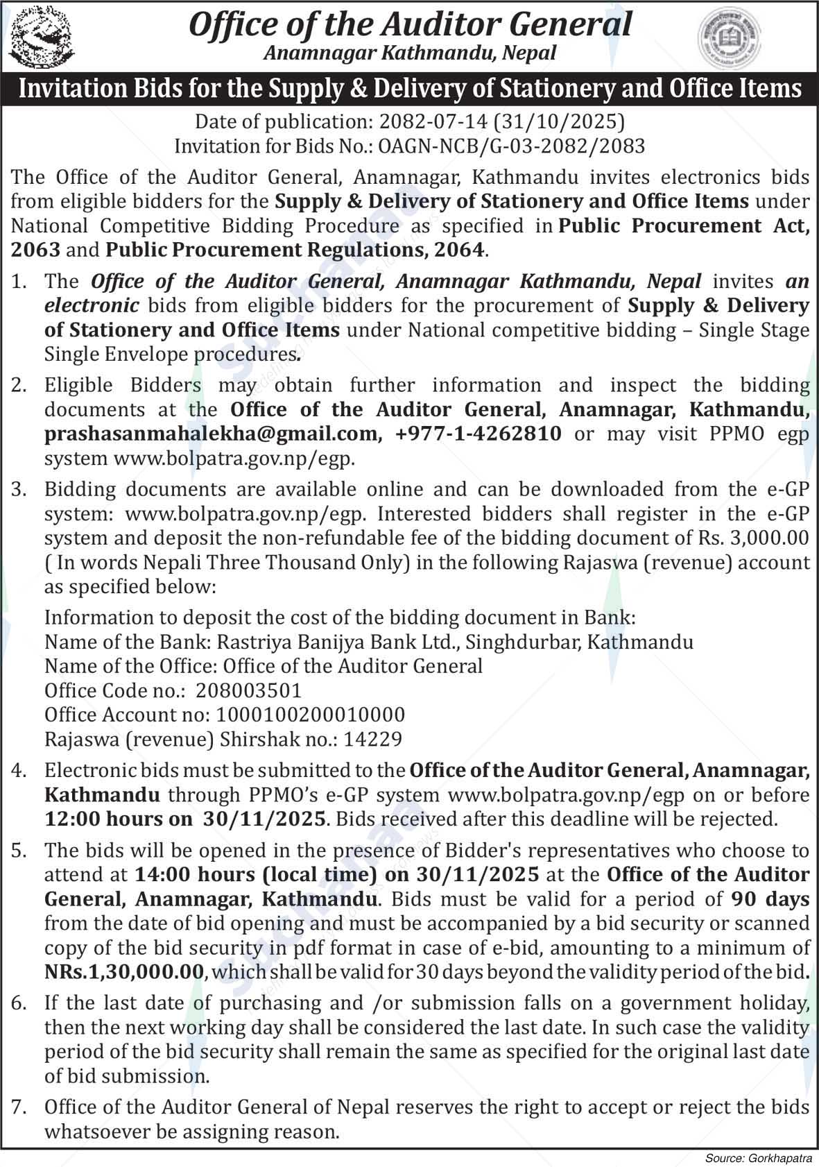 Office of the Auditor General