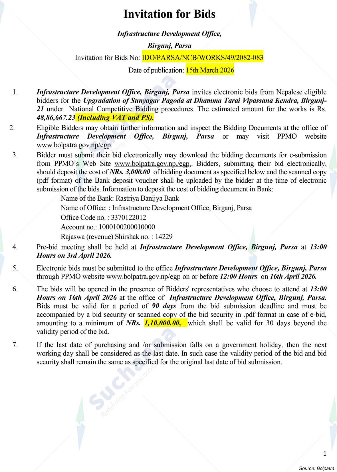 Infrastructure Development Office, Parsa