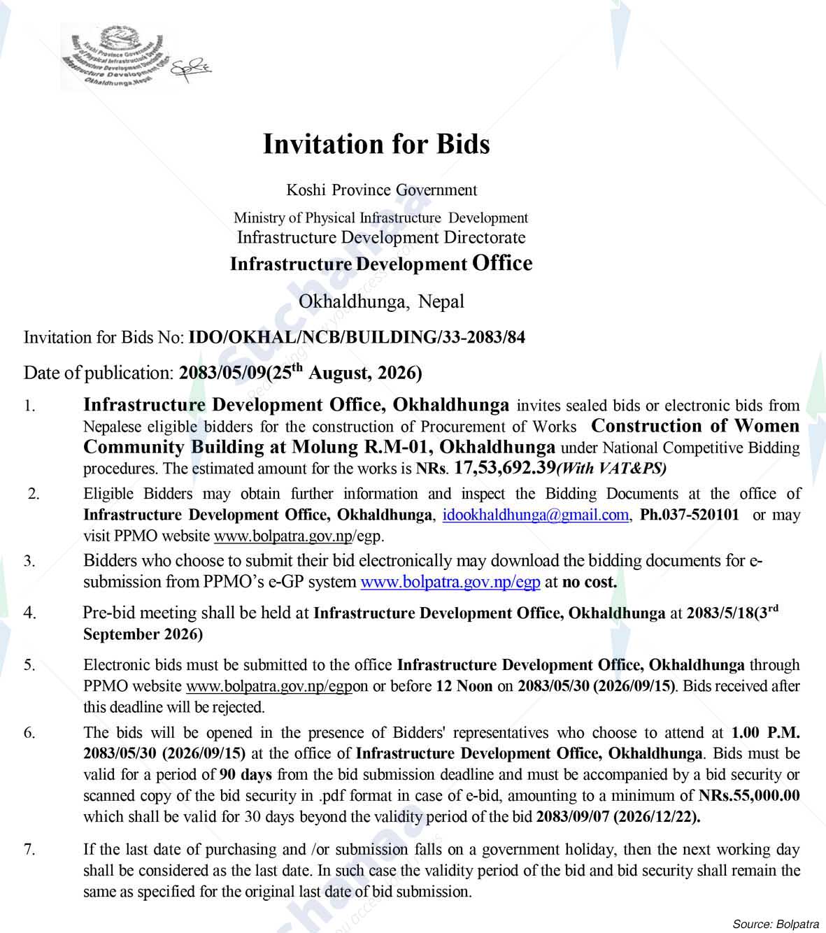 Infrastructure Development Office (IDO), Okhaldhunga