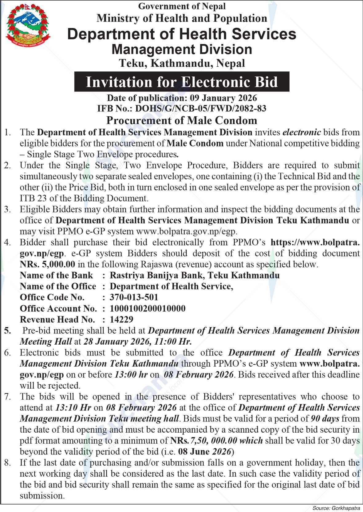 Department of Health Services Management Division, Teku, Kathmandu