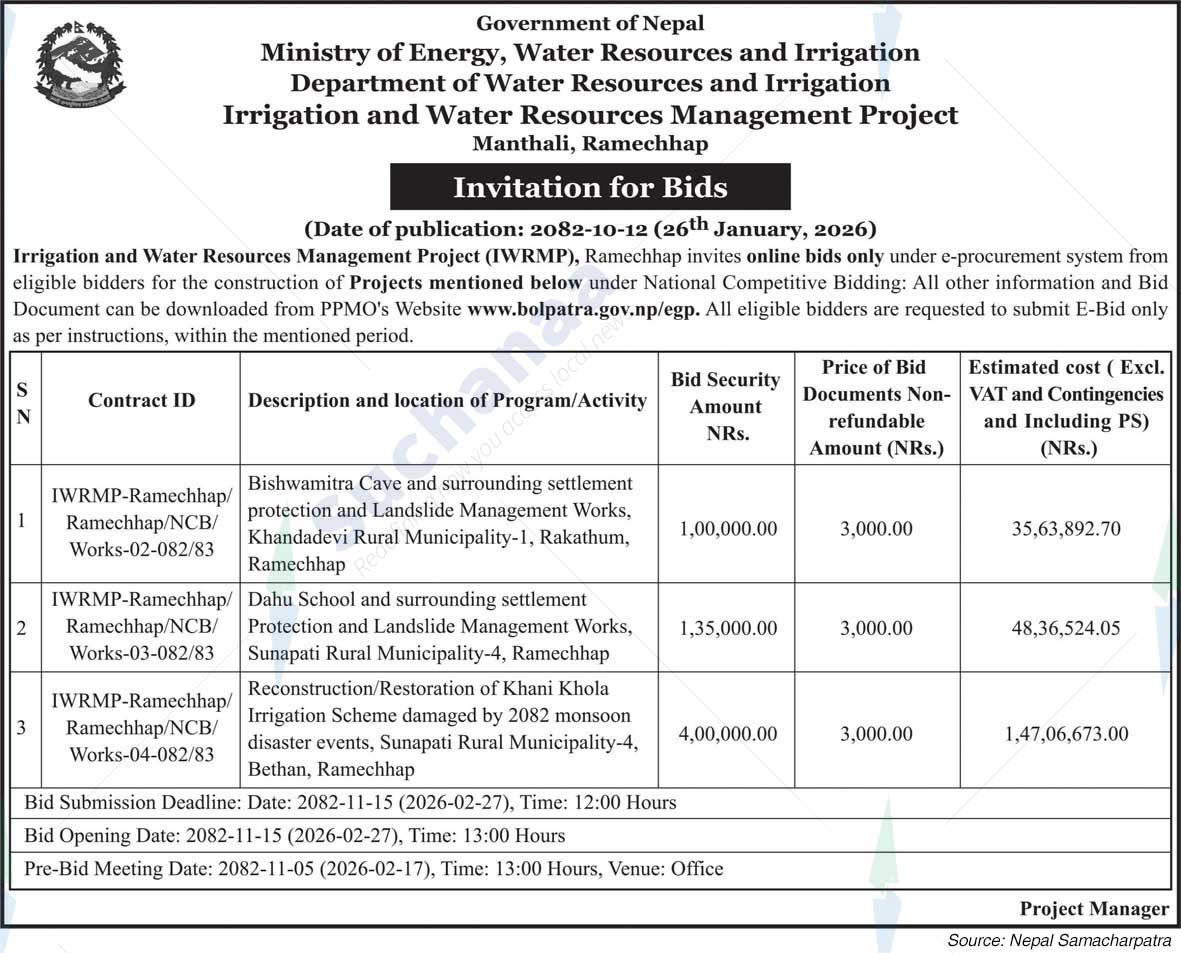 Irrigation and Water Resources Management Project, Ramechhap