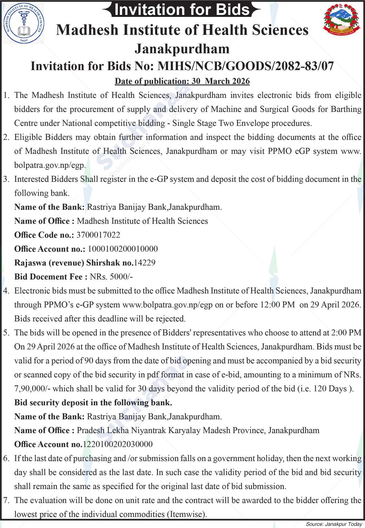 Madhesh Institute of Health Sciences, Janakpurdham