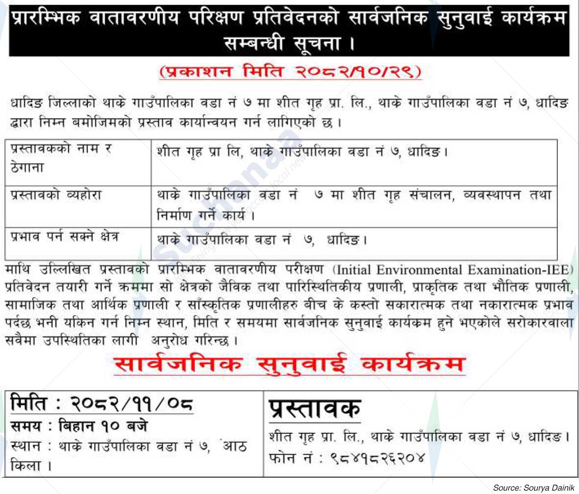 Sheet Griha Pvt. Ltd., Dhading